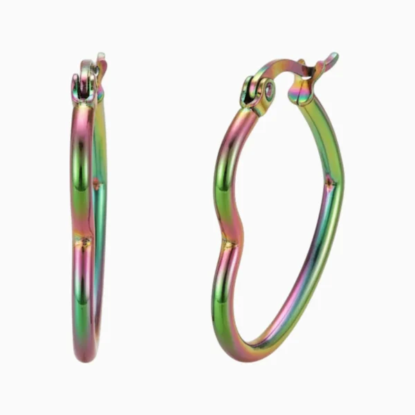 Aretes Arracadas De Acero Corazón Tornasol