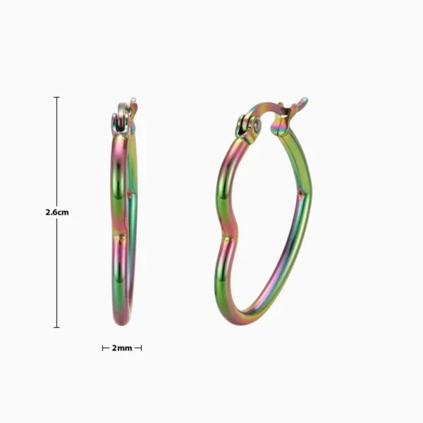 Aretes Arracadas De Acero Corazón Tornasol