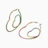 Aretes Arracadas De Acero Corazón Tornasol Doble