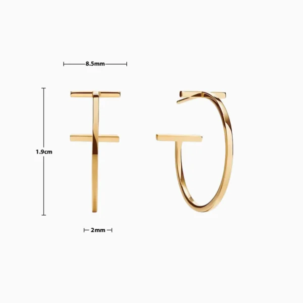 Aretes Broquel De Acero Luna T Dorado
