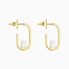 Aretes Broquel De Acero Oso En Columpio Bicolor