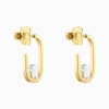 Aretes Broquel De Acero Oso En Columpio Bicolor