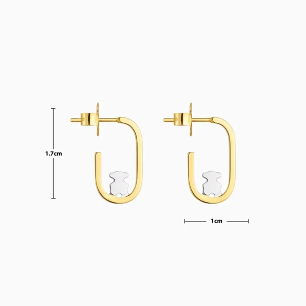 Aretes Broquel De Acero Oso En Columpio Bicolor
