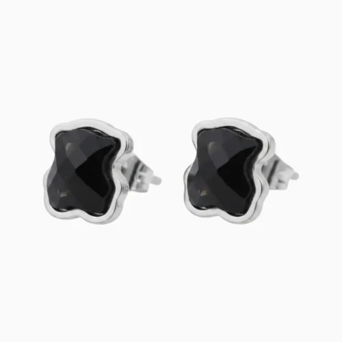 Aretes Broquel De Acero Oso Geométrico Negro Aretes Broquel De Acero Oso Geométrico Negro