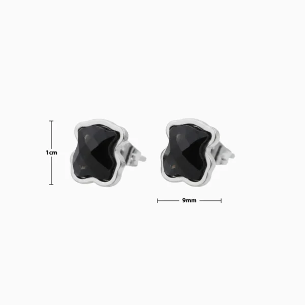 Aretes Broquel De Acero Oso Geométrico Negro