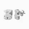 Aretes Broquel De Acero Oso Metálico Plateado
