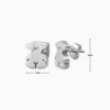 Aretes Broquel De Titanio Oso Metálico Plateado