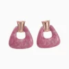 Aretes Broquel De Acero Pirámide Rosa