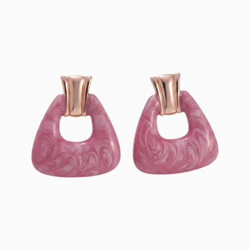 Aretes Broquel De Acero Pirámide Rosa Aretes Broquel De Acero Pirámide Rosa