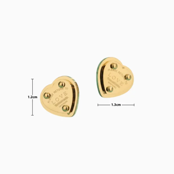 Aretes Broquel De Acero Placa Corazón Dorado