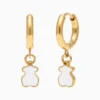 Aretes Huggies De Acero Dorado Oso Blanco