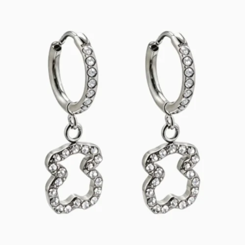 Aretes Huggies De Acero Oso Brillante
