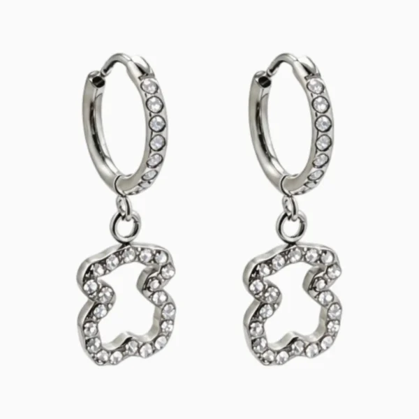 Aretes Huggies De Acero Oso Brillante