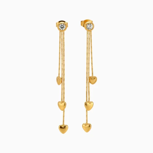 Aretes Largos De Acero Asimétrico Corazón