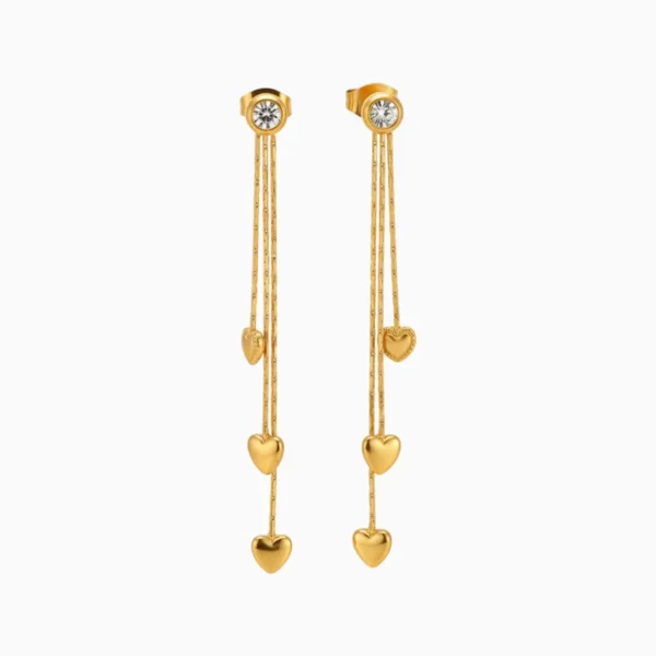Aretes Largos De Acero Asimétrico Corazón
