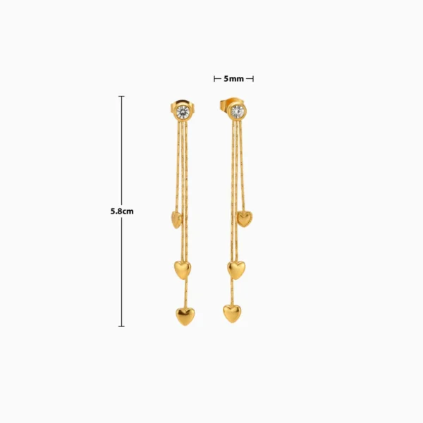 Aretes Largos De Acero Asimétrico Corazón
