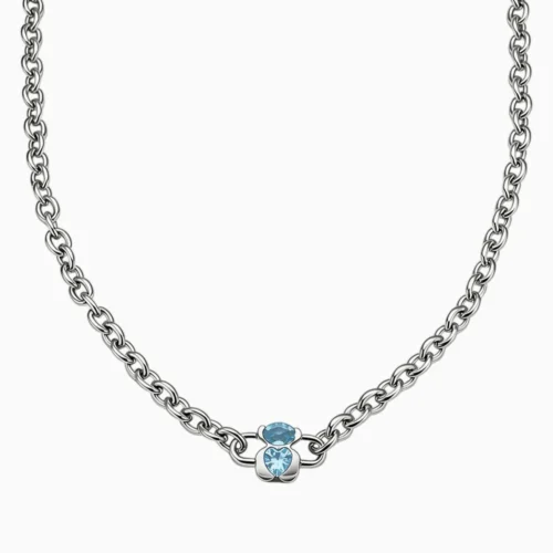 Cadena De Acero Cubana Dije Oso Azul Cadena De Acero Cubana Dije Oso Azul