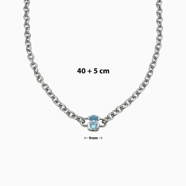Cadena De Acero Cubana Dije Oso Azul