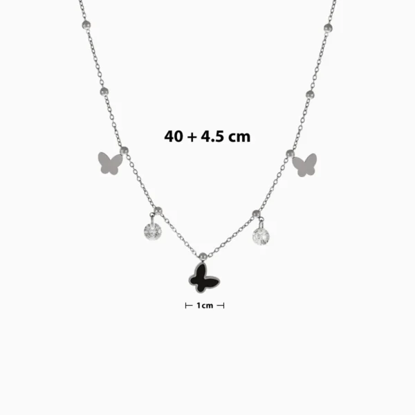 Collar De Acero Dije Mariposa Negra