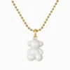 Collar De Acero Dije Oso 3D Blanco