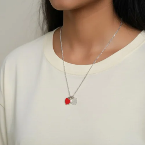 Collar De Acero Dije Placa Roja