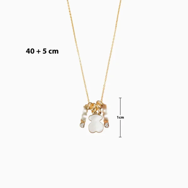 Collar De Acero Dorado Oso Blanco
