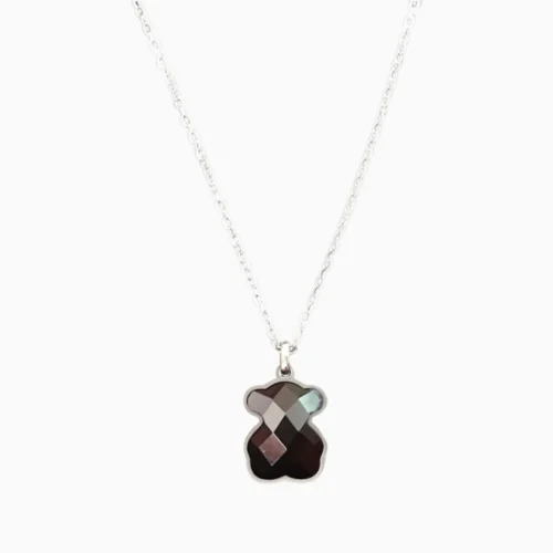Collar De Acero Oso Geométrico Negro Collar De Acero Oso Geométrico Negro