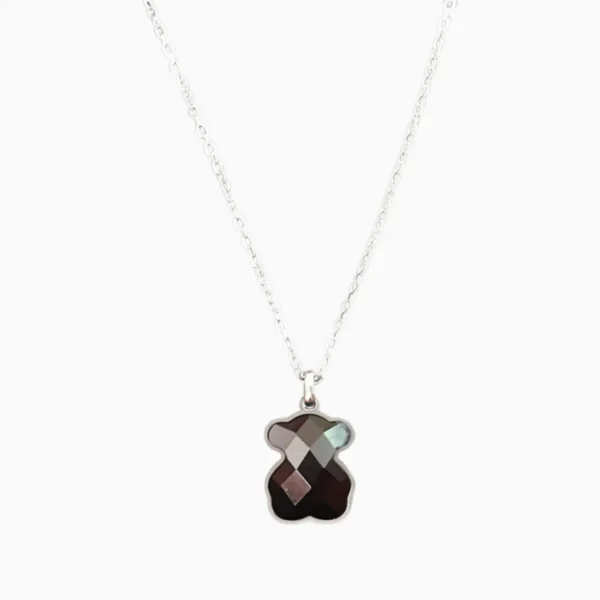 Collar De Acero Oso Geométrico Negro