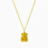 Collar De Acero Dije Oso Liso Dorado
