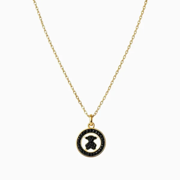 Collar De Acero Dije Oso Placa Dorado