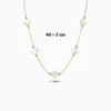 Collar De Titanio Trébol Blanco 4 Hojas Dorado