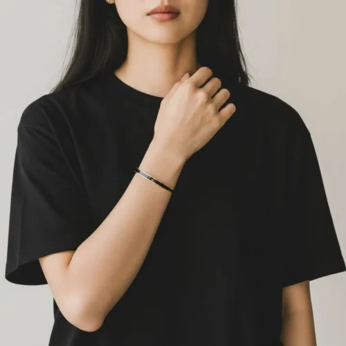 Pulsera De Acero Brazalete Banda Negra