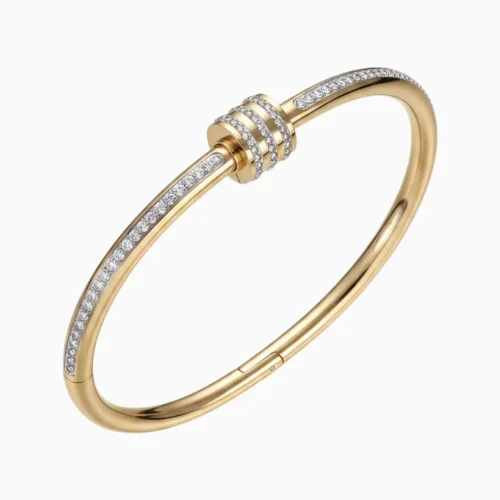 Pulsera De Acero Brazalete Cierre Brillante Dorado