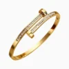 Pulsera De Acero Brazalete Clavo Brillante Dorado