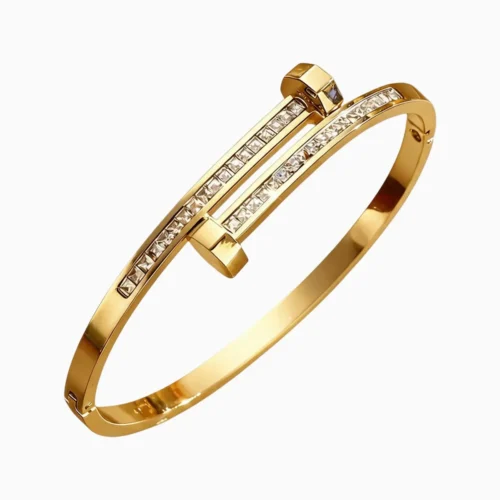 Pulsera De Acero Brazalete Clavo Brillante Dorado