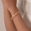 Pulsera De Acero Brazalete Moño Dorado