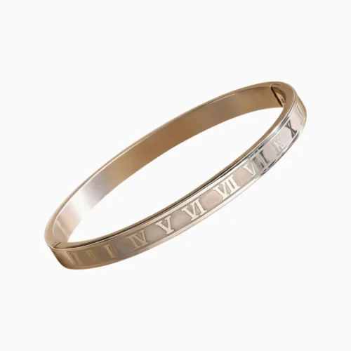 Pulsera De Acero Brazalete Números Romanos Plateado