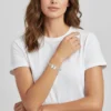Pulsera De Acero Brazalete Oso Blanco Plateado