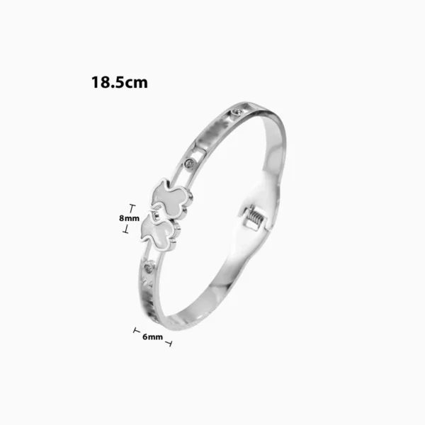 Pulsera De Acero Brazalete Oso Blanco Plateado