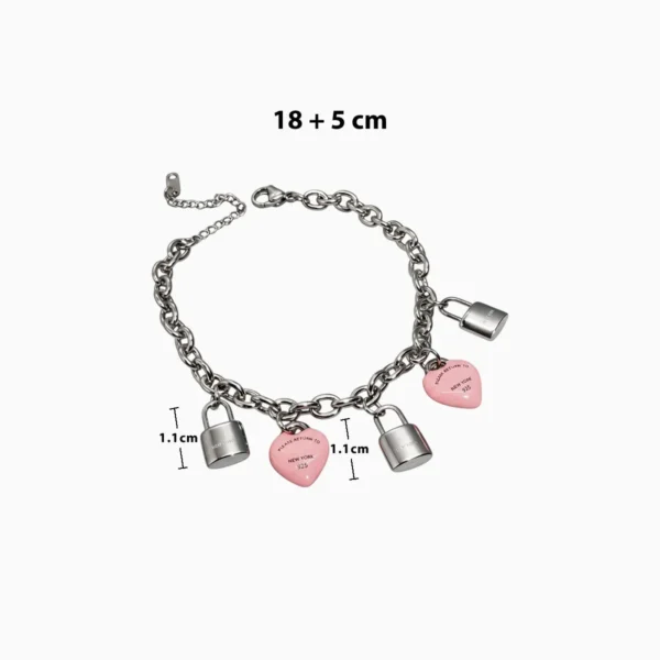 Pulsera De Acero Candados Y Corazones