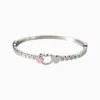 Pulsera De Acero Brazalete Corazón Y Brillantes