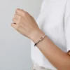Pulsera De Acero Corazón Y Brillantes Rosa