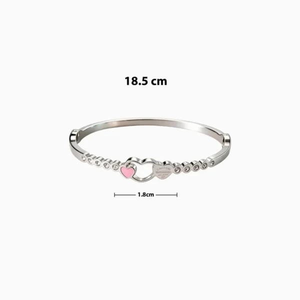 Pulsera De Acero Corazón Y Brillantes Rosa