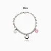 Pulsera De Acero Corazones Y Eslabones Rosa