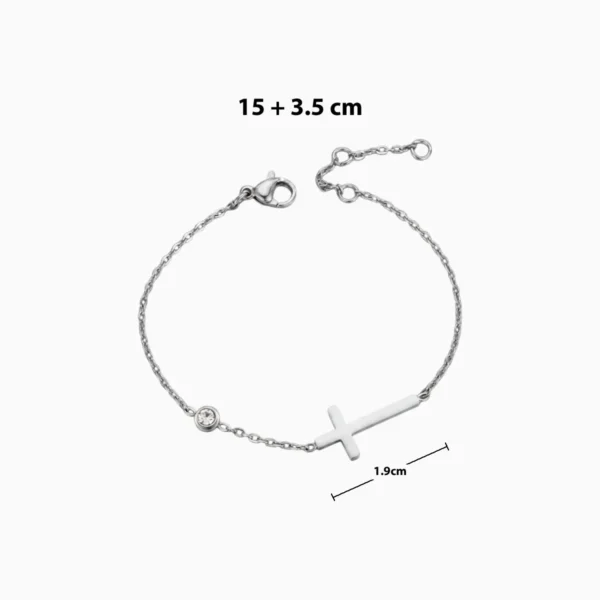 Pulsera De Acero Cruz Plateada