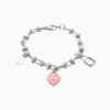 Pulsera De Acero Eslabones Corazón Rosa Pulsera De Acero Eslabones Corazón Rosa