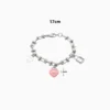 Pulsera De Acero Eslabones Corazón Rosa Pulsera De Acero Eslabones Corazón Rosa
