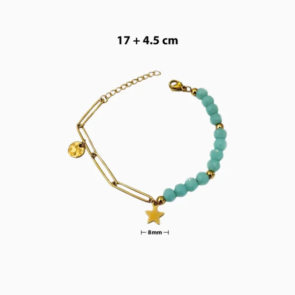 Pulsera De Acero Eslabones Y Cuentas Azul