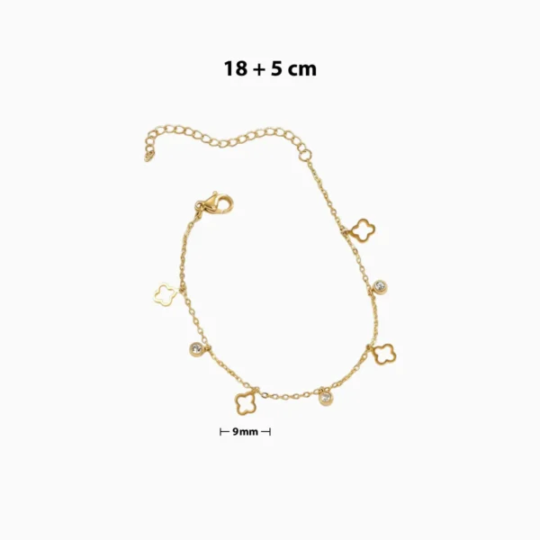 Pulsera De Acero Flor 4 Hojas Silueta Dorado