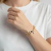 Pulsera De Acero Numeros Romanos Eslabones Dorados